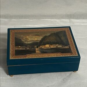 Vintage Currier & Ives Style Music Box – SS Sicamous & SS Naramata